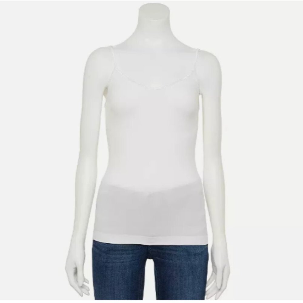 Juniors' SO® Favorite V-Neck Seamless Supersoft Fitted Camisole/White/XL/NWT
